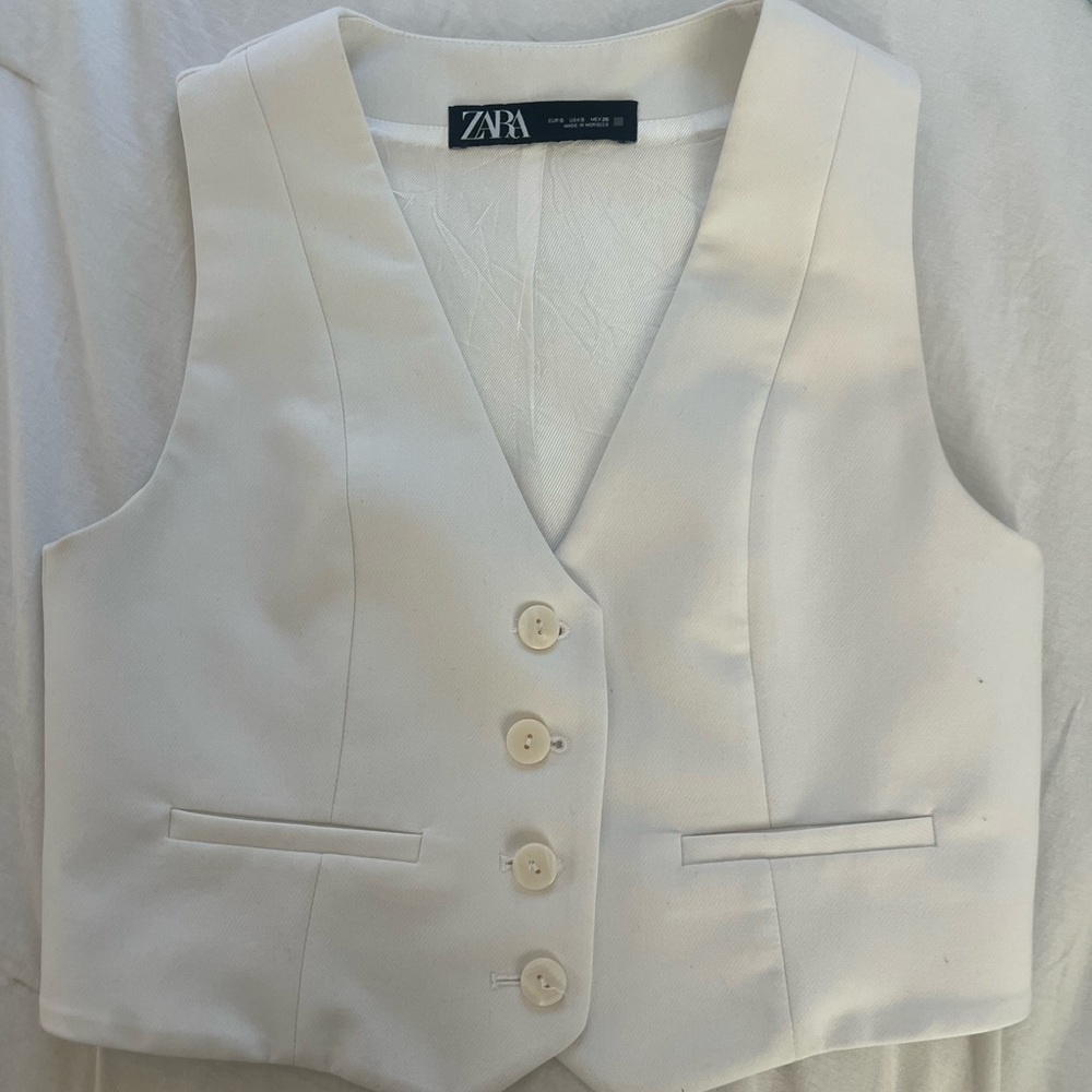 Zara Cream Buttoned Vest